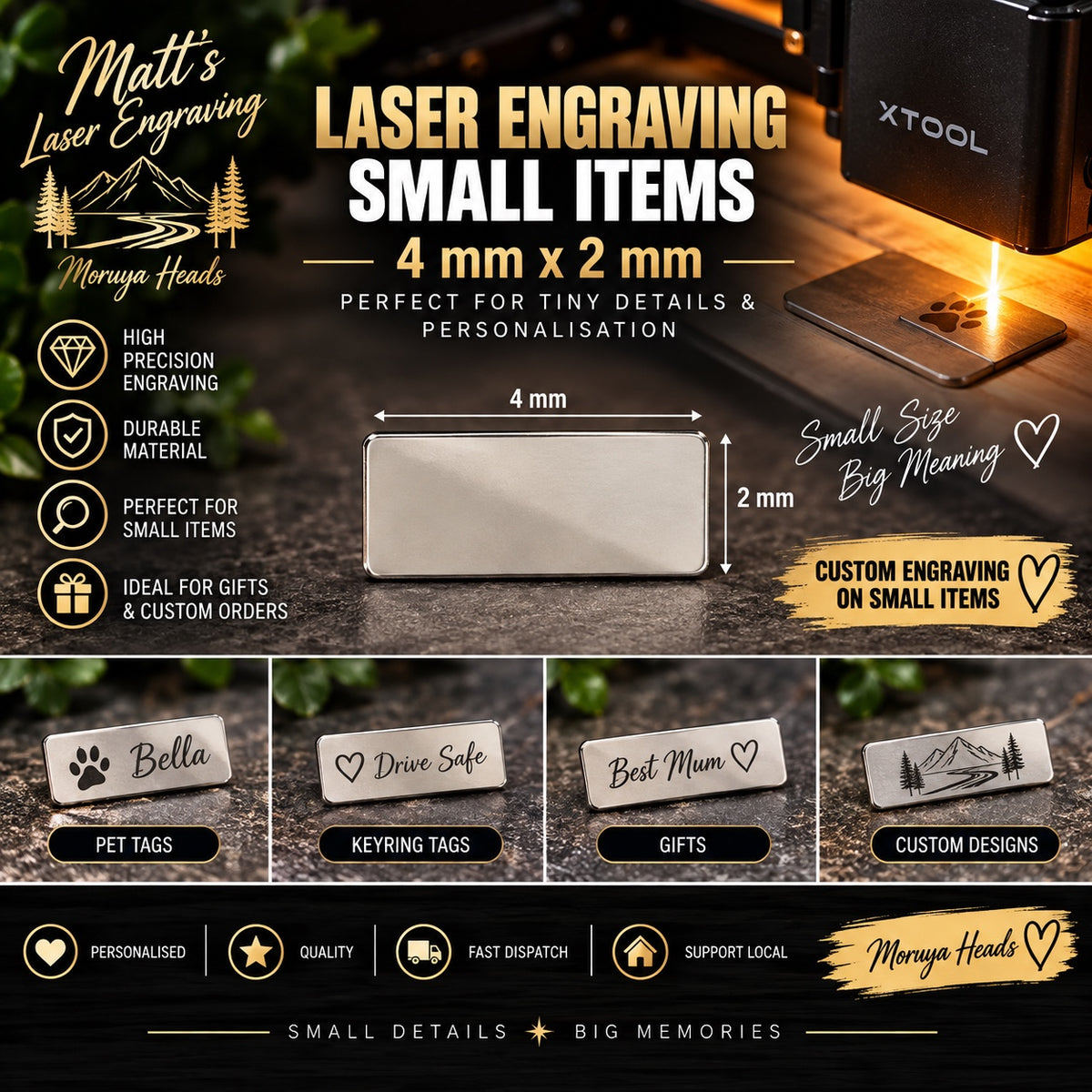 Laser Engraving Small Items 4mm x 2mm - Matt's Laser Engraving