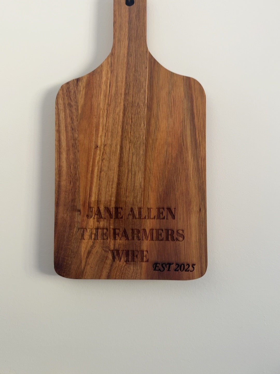 Example personalised laser engraved wooden board